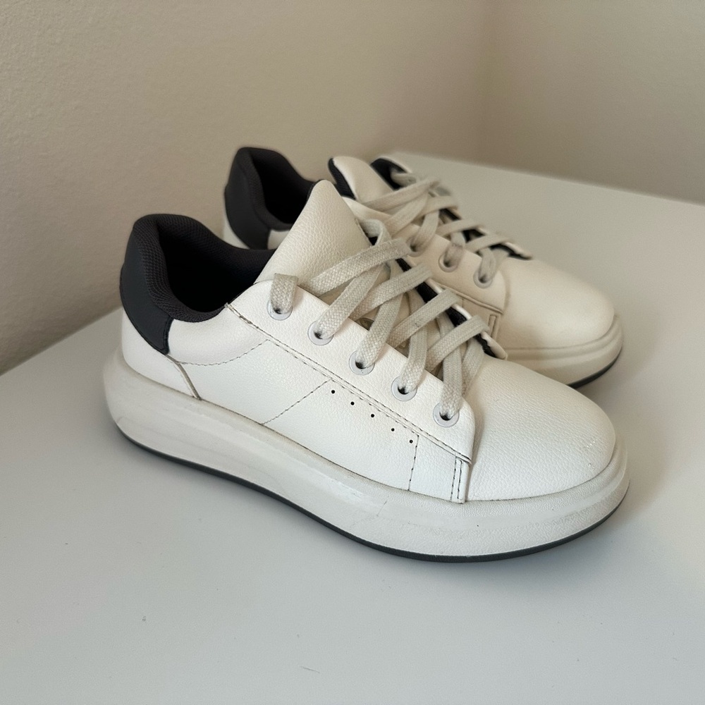 White and Black Platform Sneakers